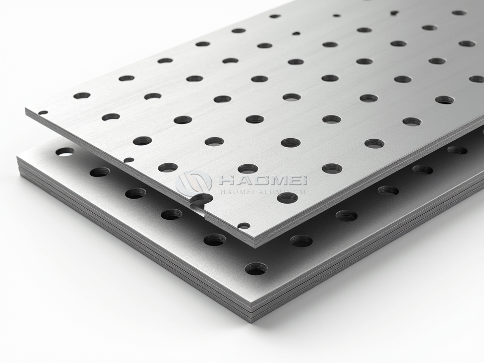 Hoja de aluminio perforada con orificios escalonados
